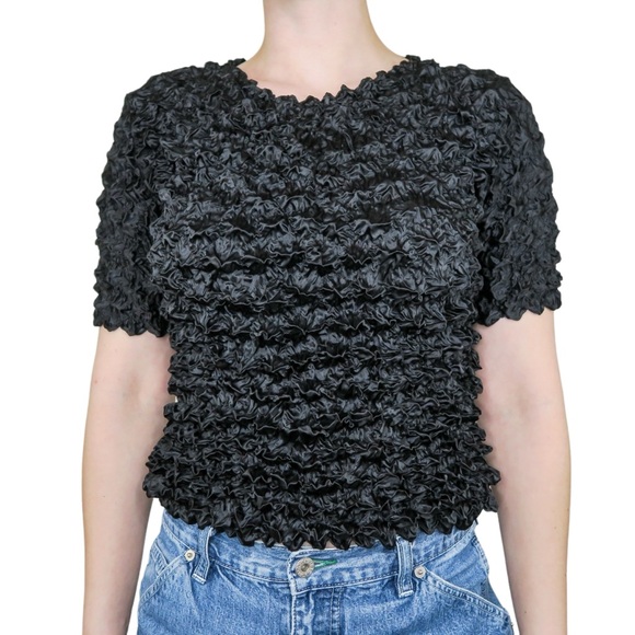 Vintage 90s Black Bubble Popcorn Shirt - Picture 2 of 7